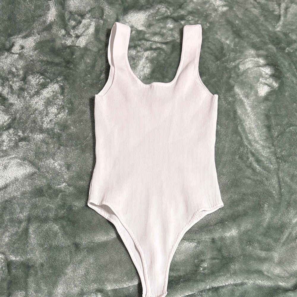 White Ribbed One Piece